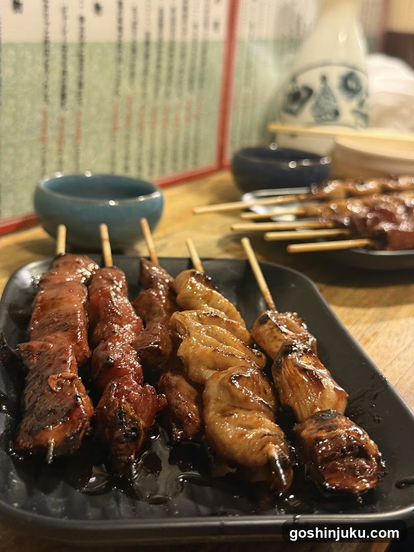 Grilled Skewers on a Black Plate