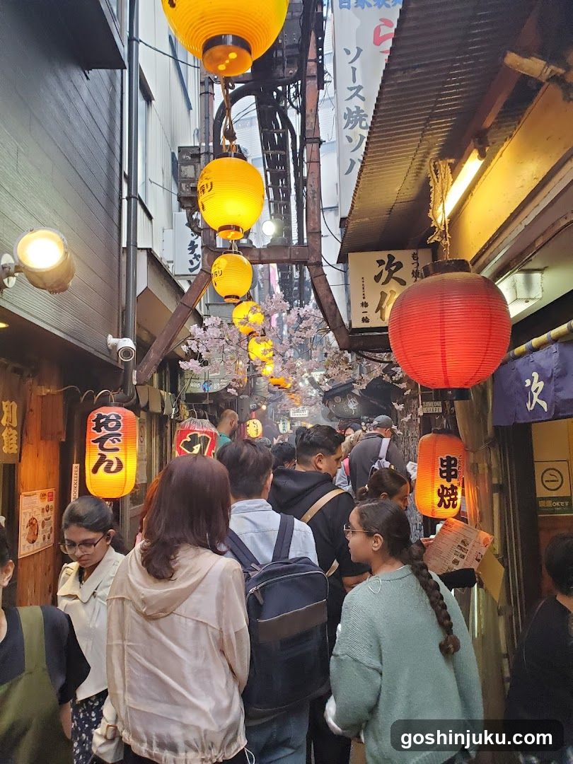 Crowded Alleyway with Lanterns