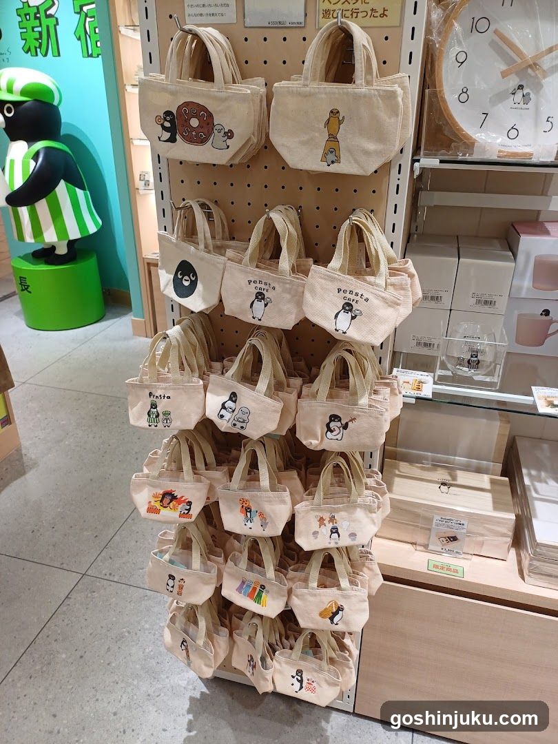 Penguin-themed merchandise display