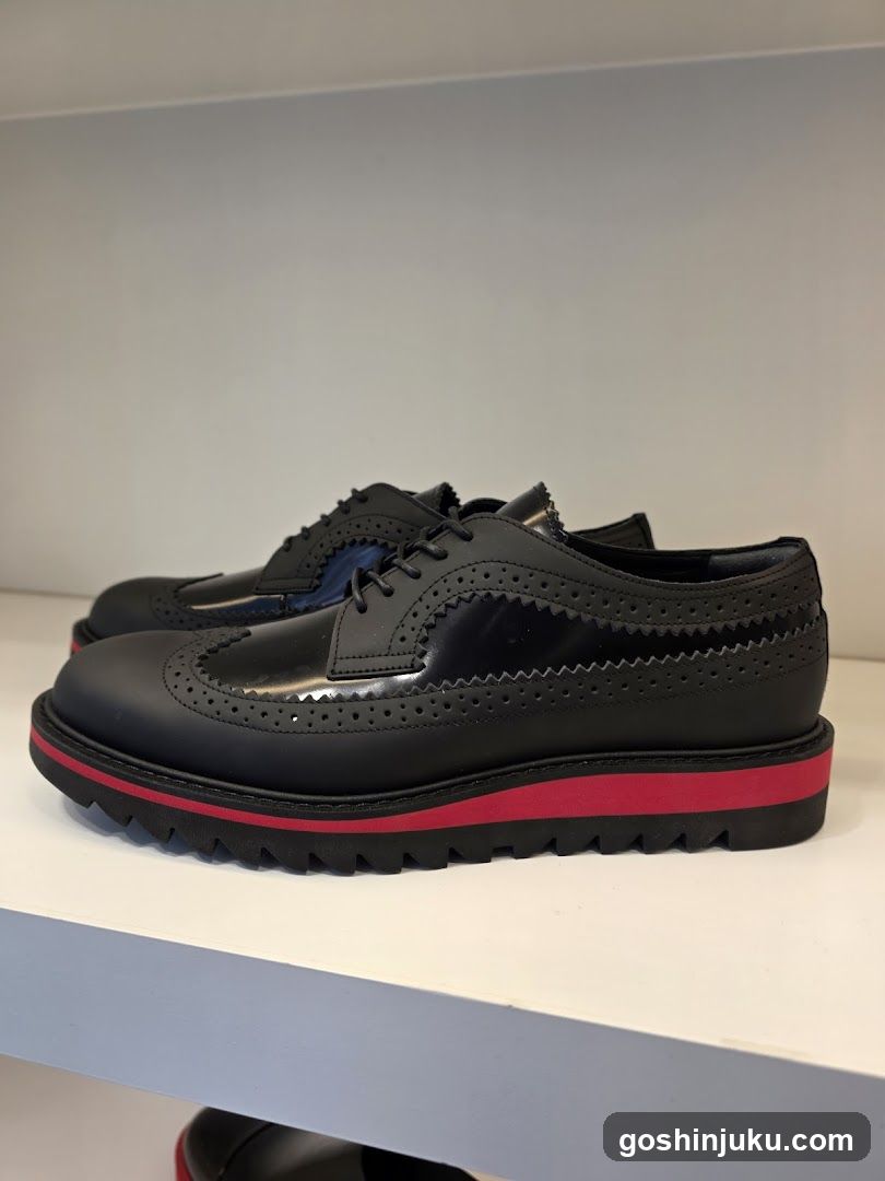 Black Brogue Shoes with Red Sole