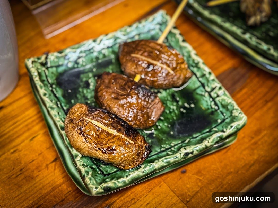 Grilled Mushrooms on Green Plate