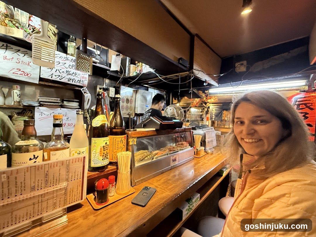 Bar Interior with Smiling Woman