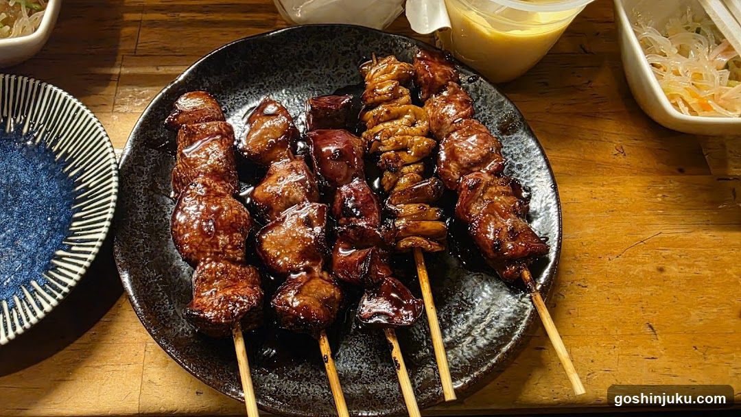 Grilled Skewers on a Wooden Table