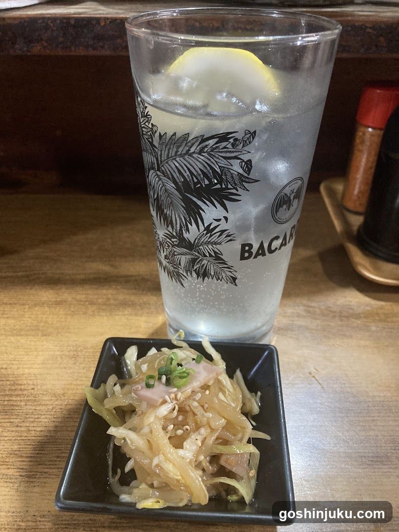Bacardi drink and side dish