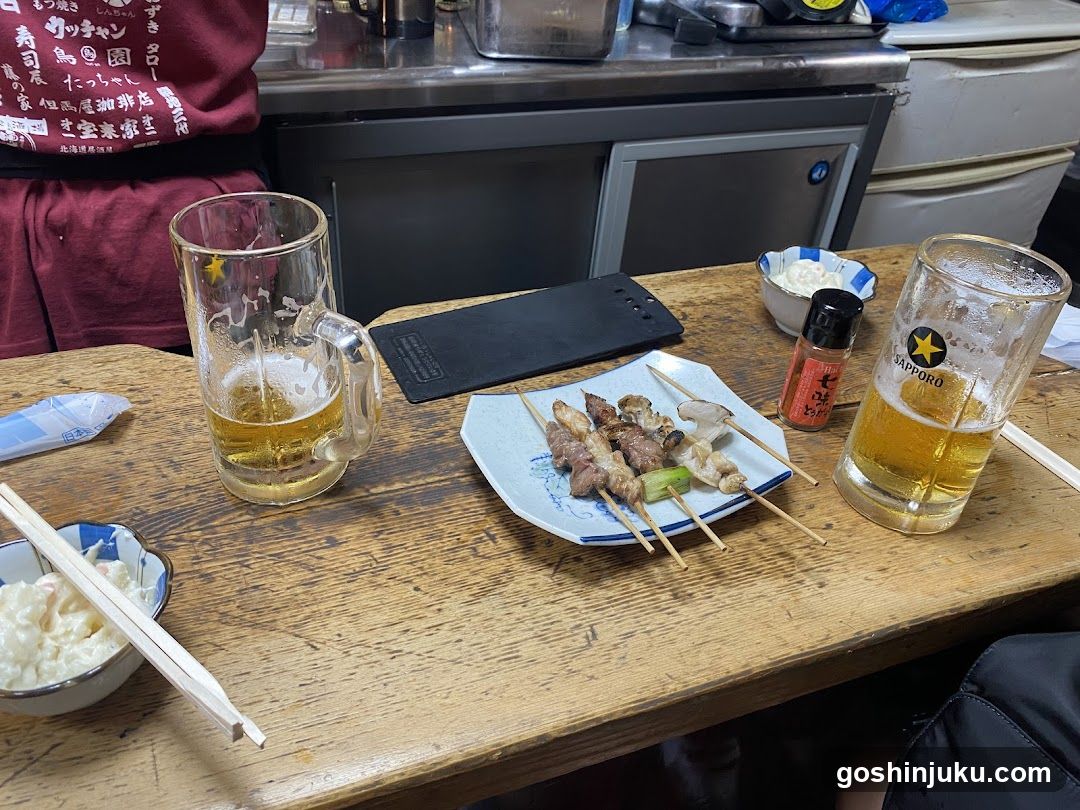Yakitori and Beer at a Japanese Izakaya