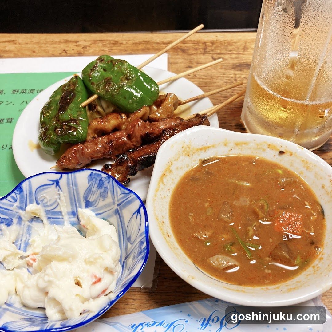 Japanese Yakitori and Soup Meal