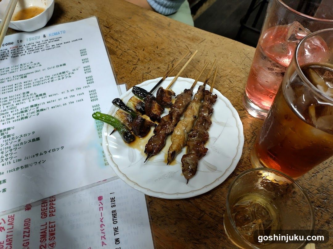Grilled Skewers and Drinks at Izuzu & Komatu