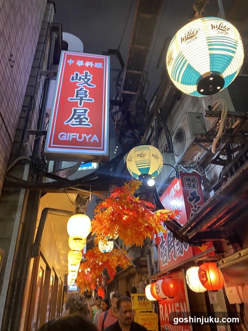 Night Street Scene with Lanterns and Signage