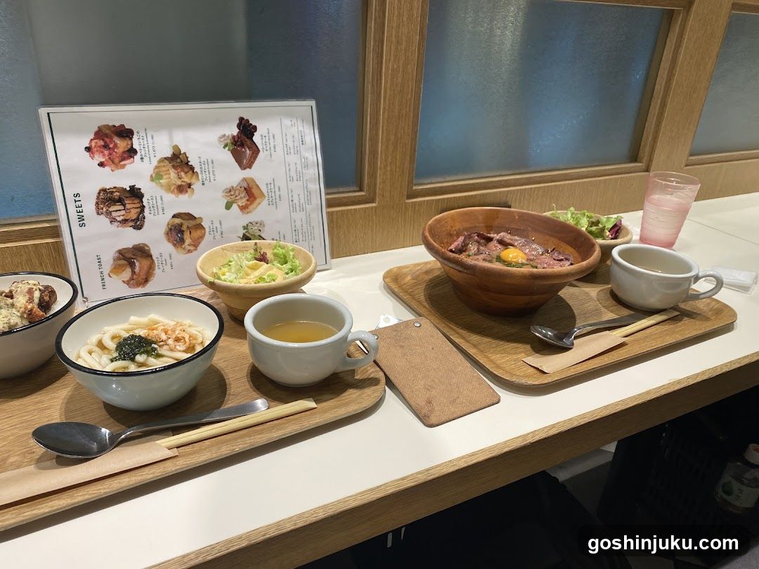Dining Table with Meals and Menu