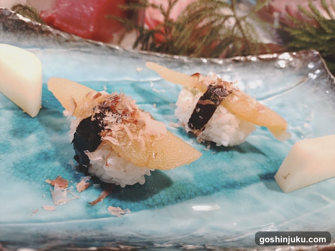 Sushi Plating with Ginger and Wasabi
