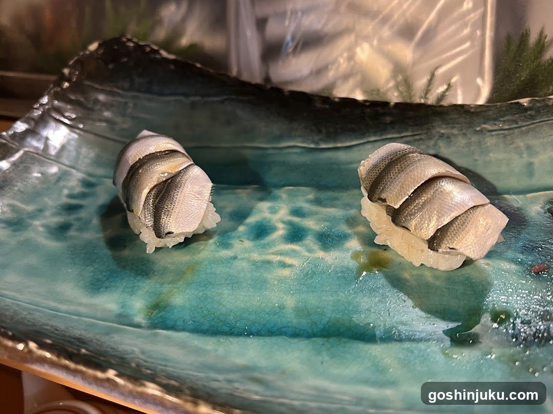 Sushi on a blue plate