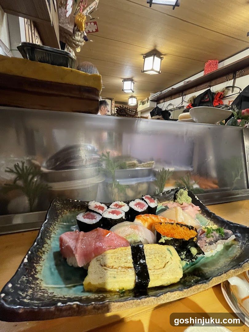 Sushi Platter in Restaurant Interior