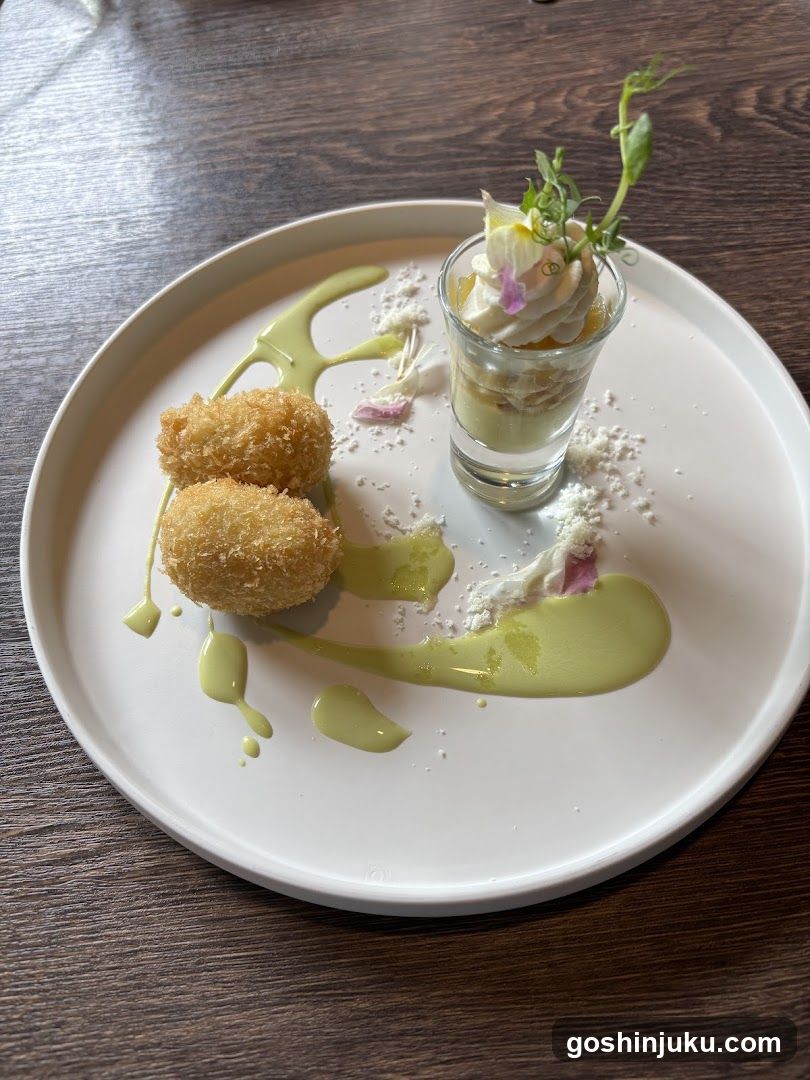 Dessert Plate with Croquettes and Shot Glass Dessert