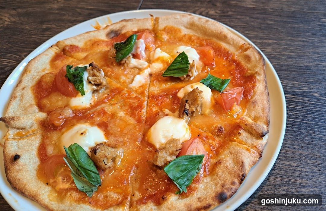 Pizza with Basil and Sausage