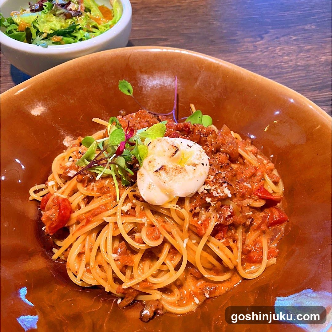 Spaghetti Bolognese with Poached Egg