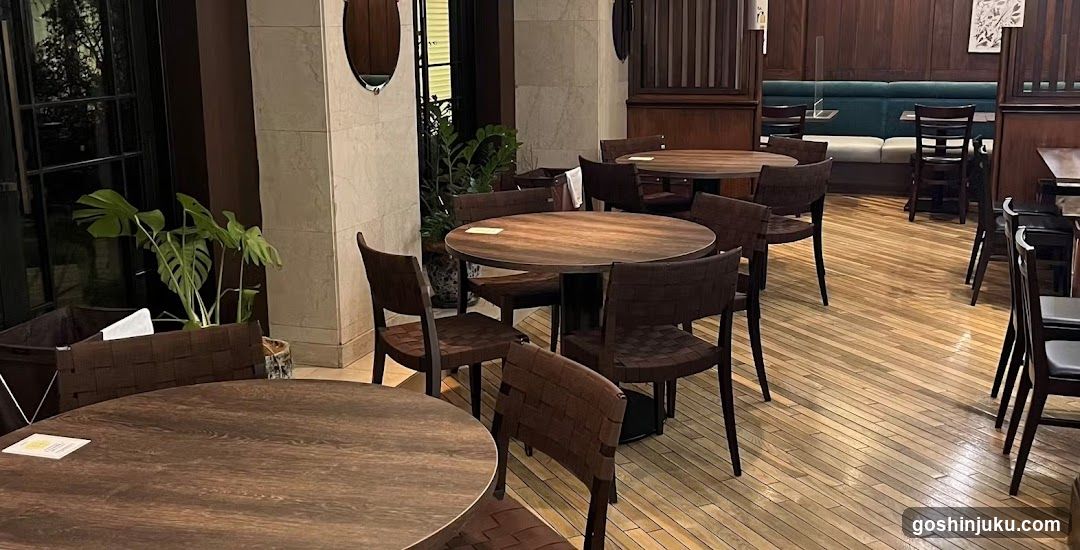 Restaurant Interior with Wooden Tables and Chairs