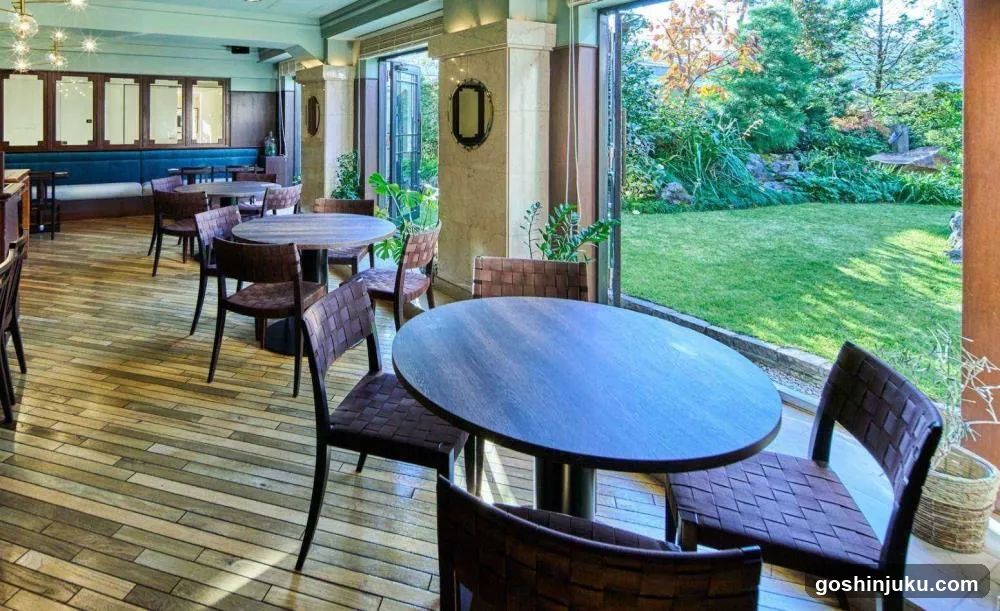 Restaurant Interior with Garden View