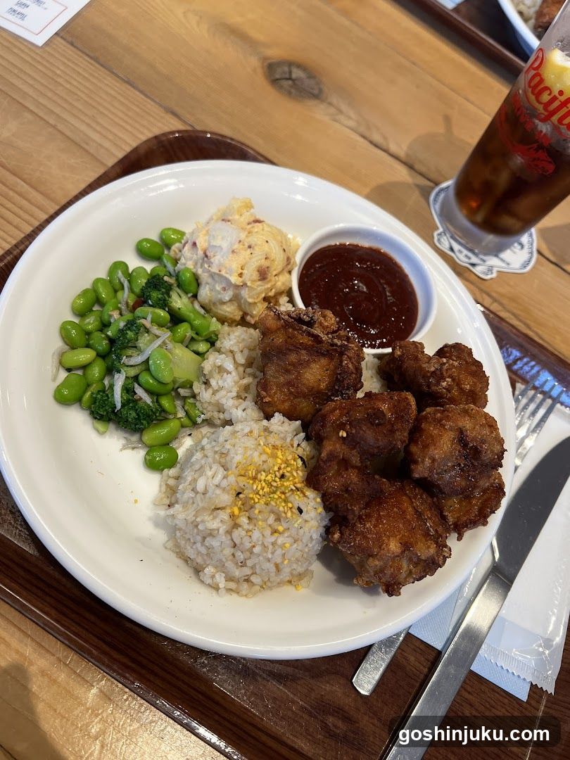 Fried Chicken Rice Bowl with Side Dishes