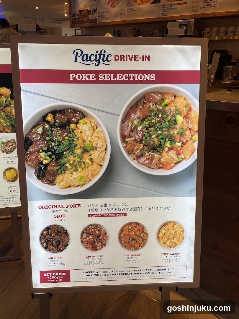 Pacific Drive-In Poke Selections Menu Board