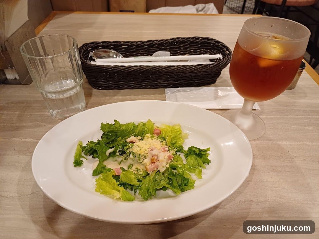 Salad and Drink at Restaurant