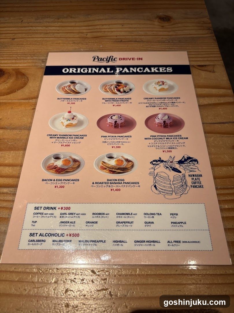 Pacific Drive-In Original Pancakes Menu