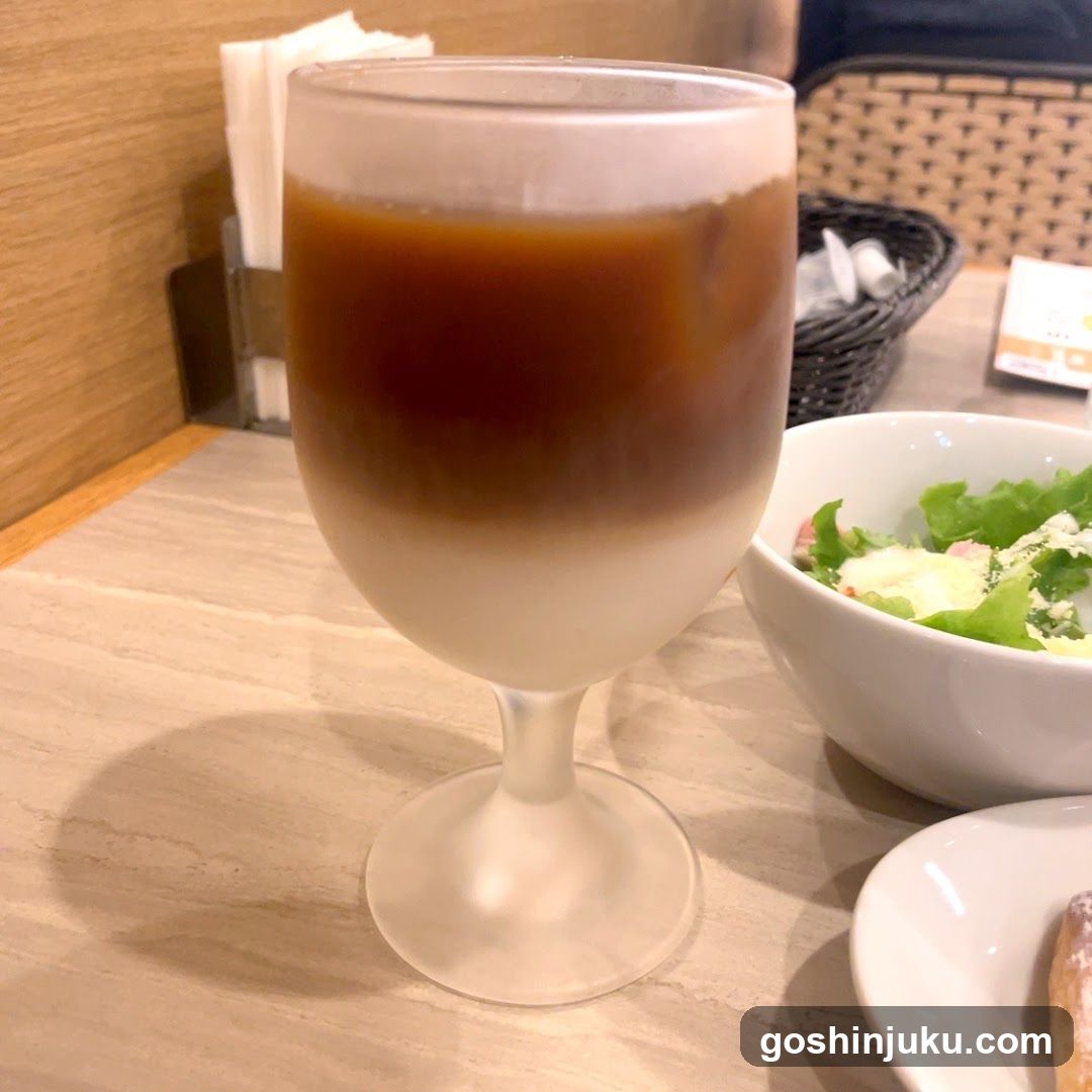 Iced Coffee and Salad at Cafe