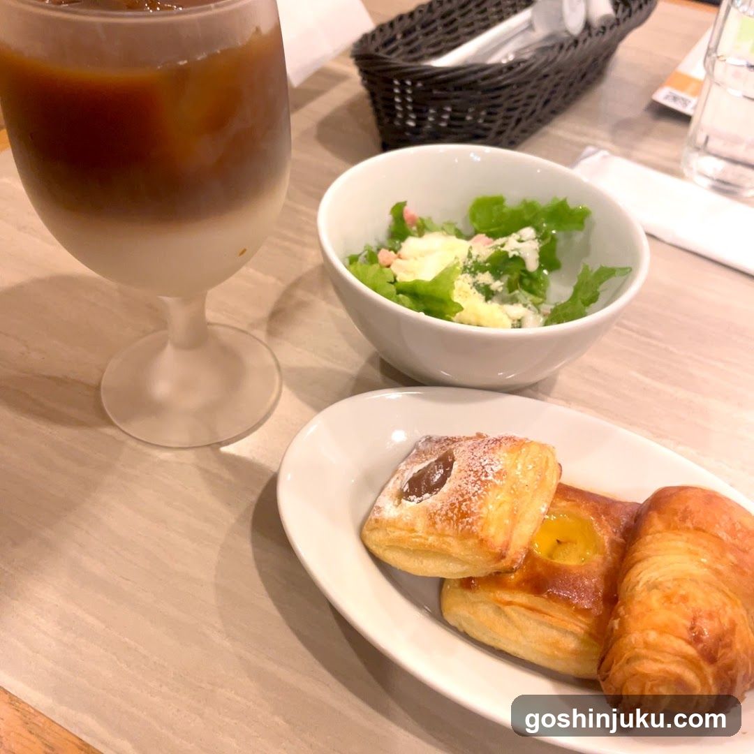 Breakfast Spread with Pastry and Salad