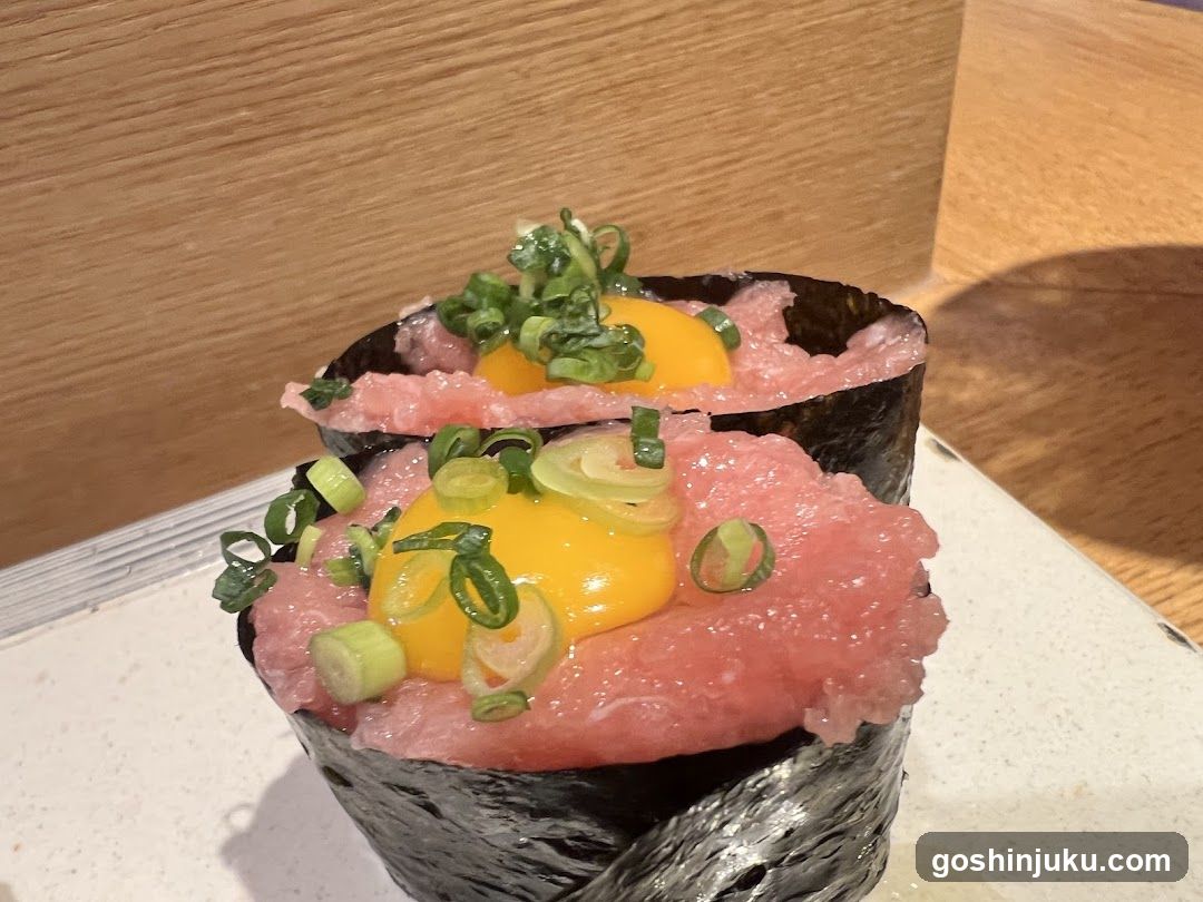 Sushi with Egg Yolk and Scallions