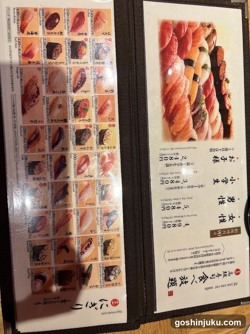 Sushi Menu