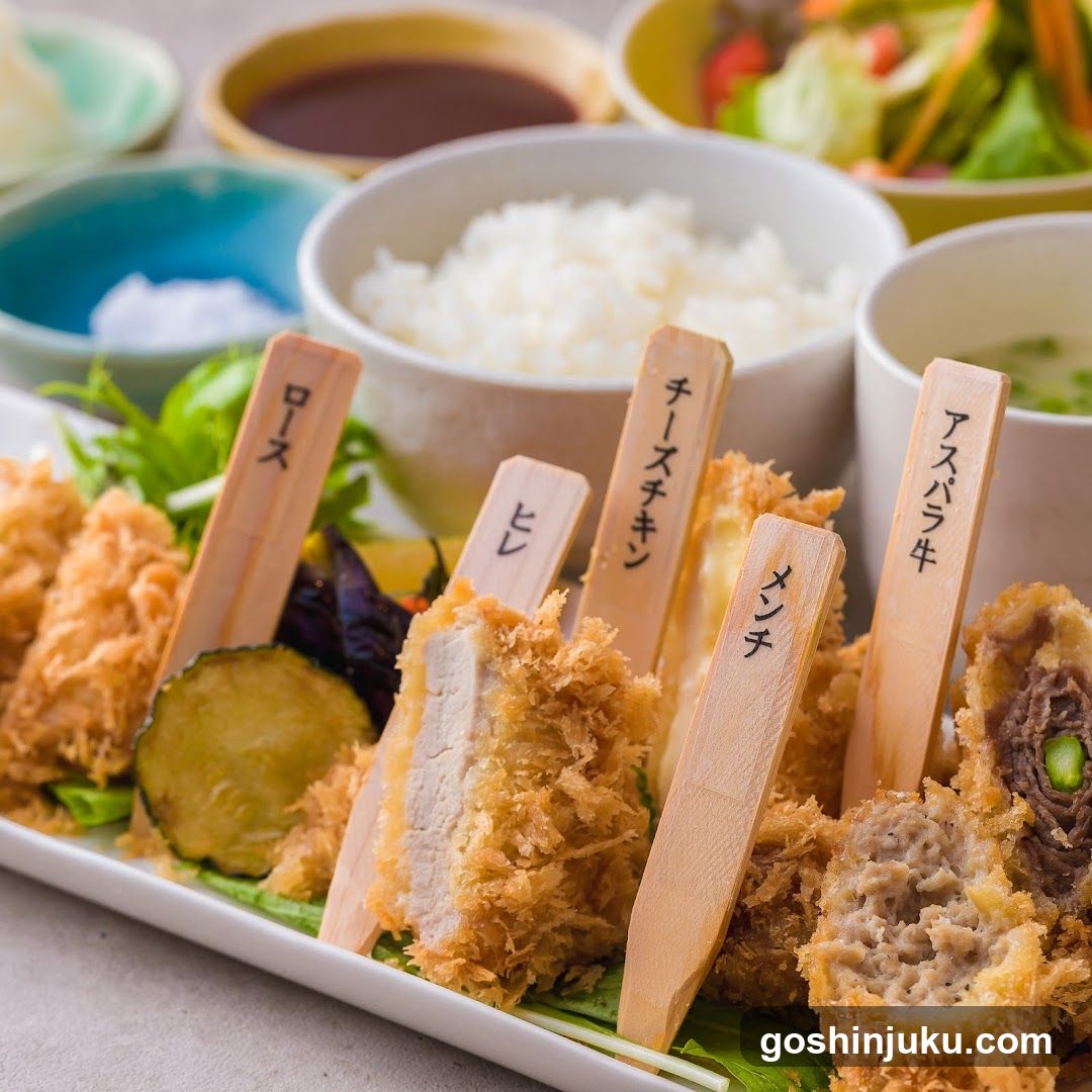 Fried Food Platter with Japanese Labels