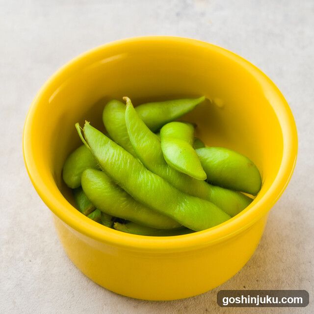 Edamame in Yellow Bowl
