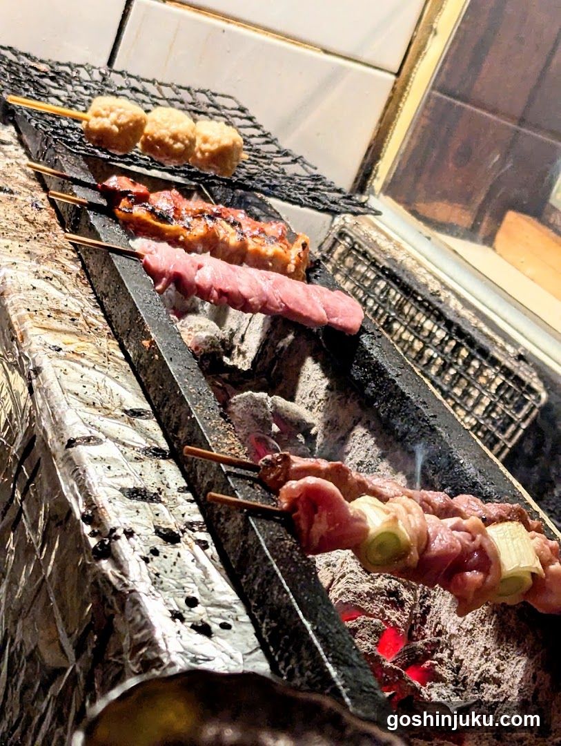Grilled Skewers on Charcoal Grill