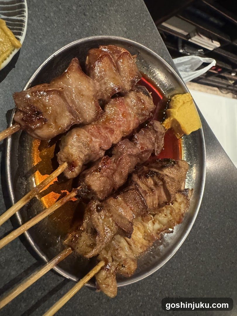 Grilled Meat Skewers with Sauce and Mustard