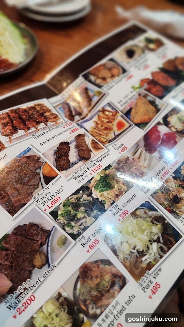 Korean BBQ Menu Display