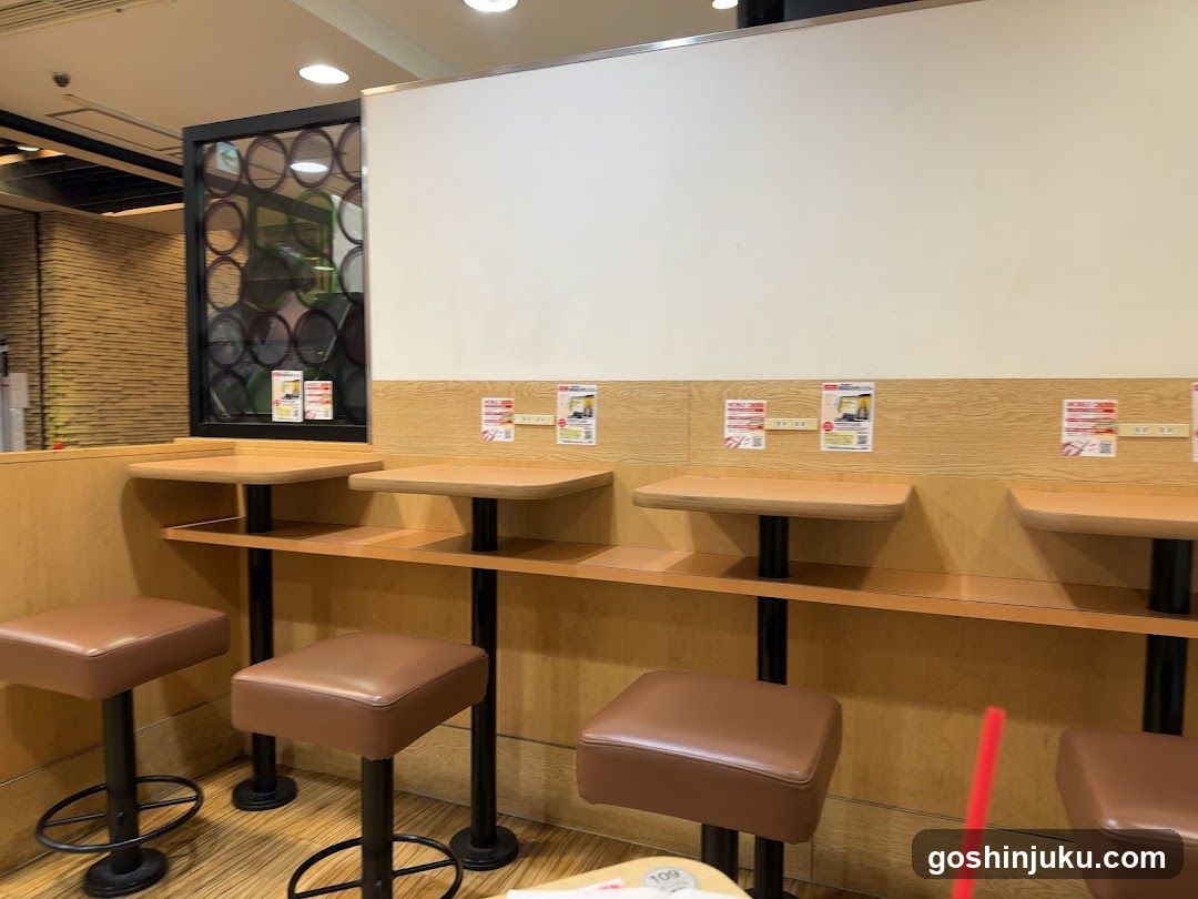 Dining Area with Tables and Stools