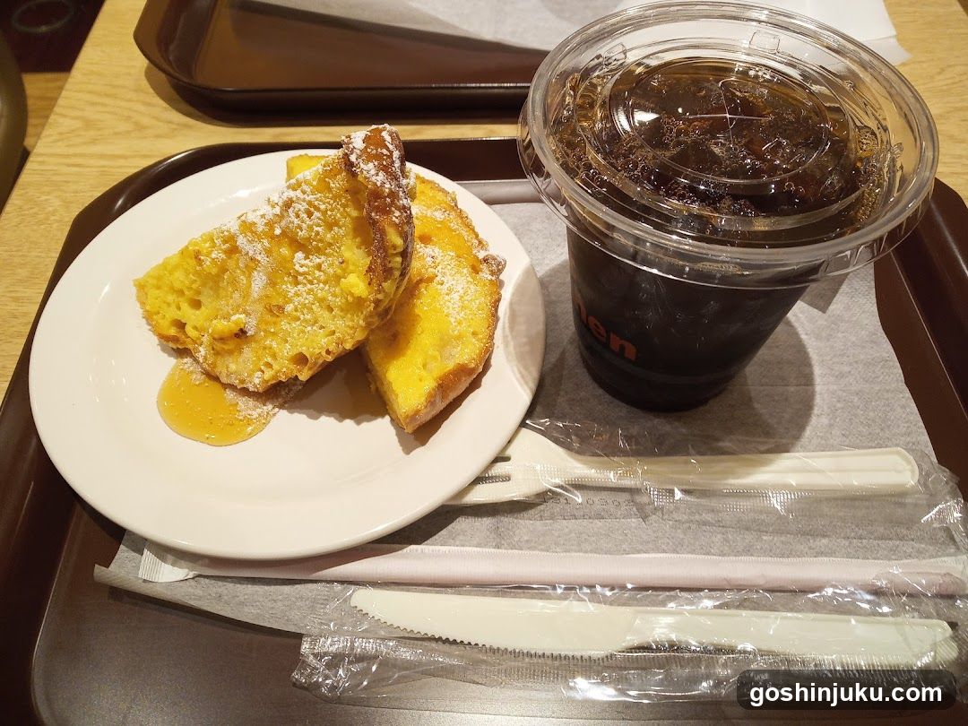 Breakfast with French Toast and Iced Coffee