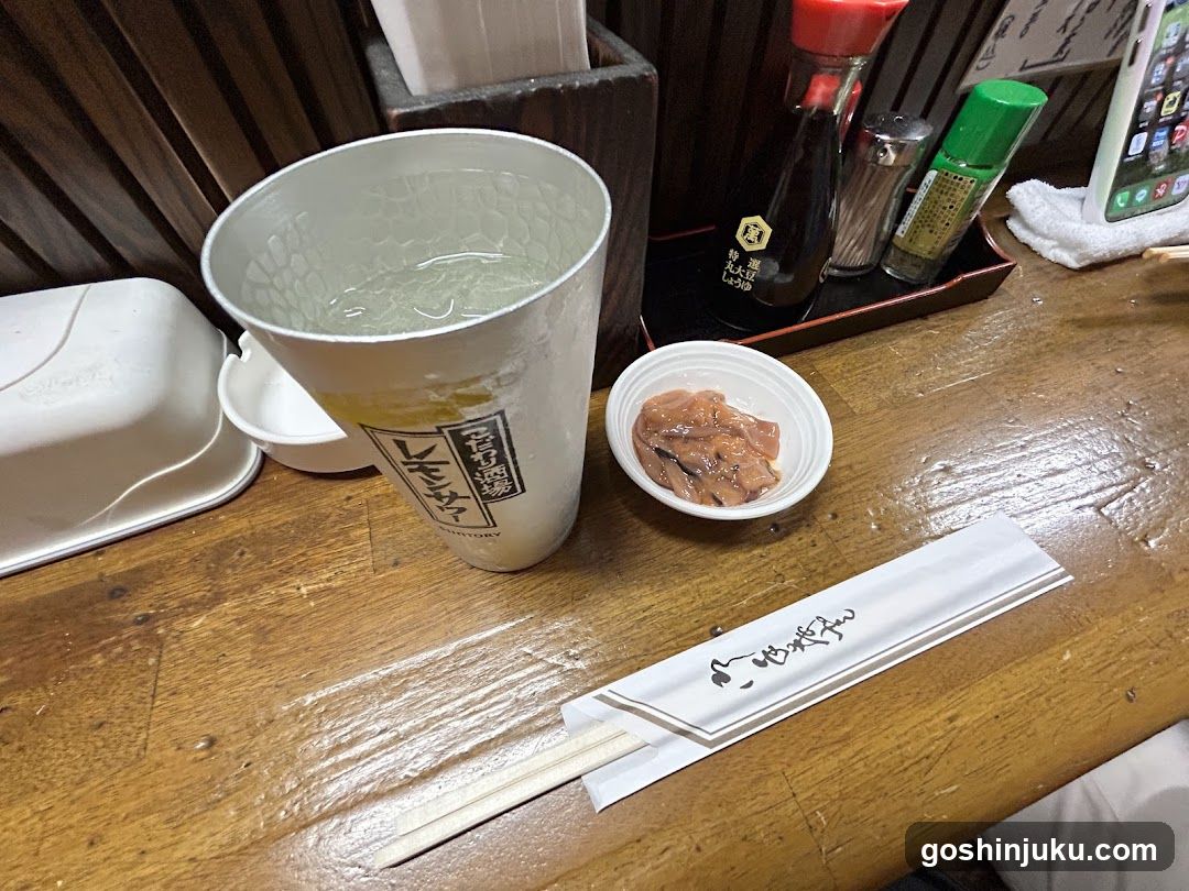Dining Table with Water and Side Dish