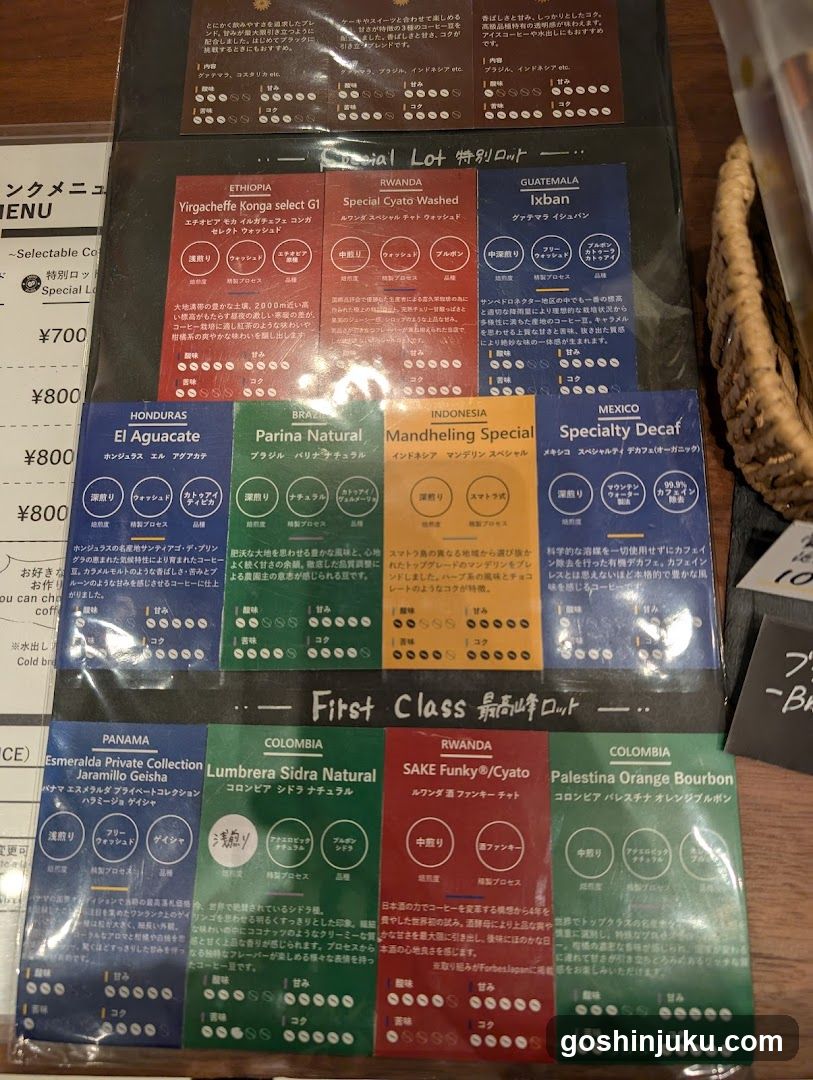 Specialty Coffee Menu Display