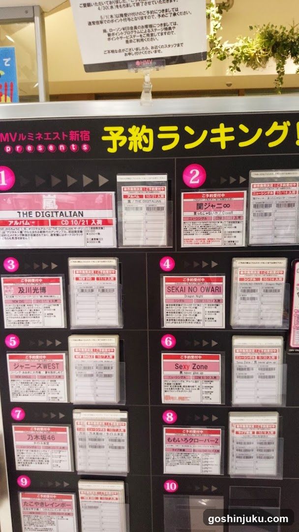 MVLMINEEST Shinjuku Reservation Ranking Board