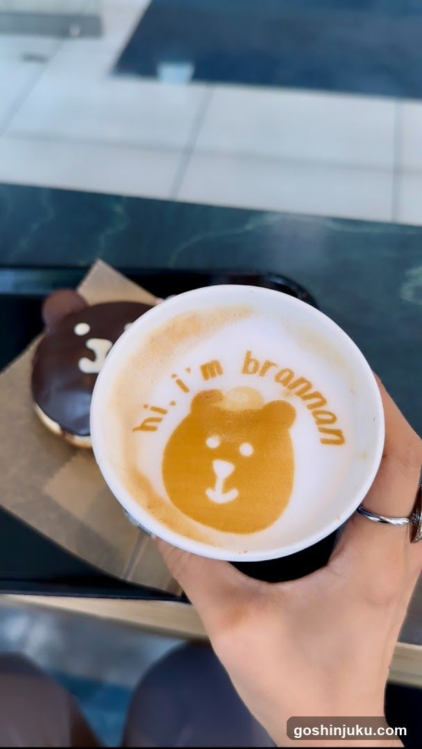 Coffee with Latte Art and Donut