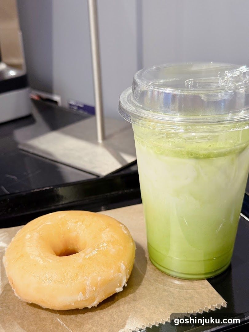 Matcha Latte and Donut