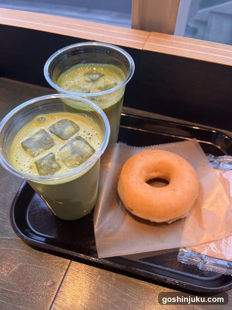 Matcha Latte and Donut