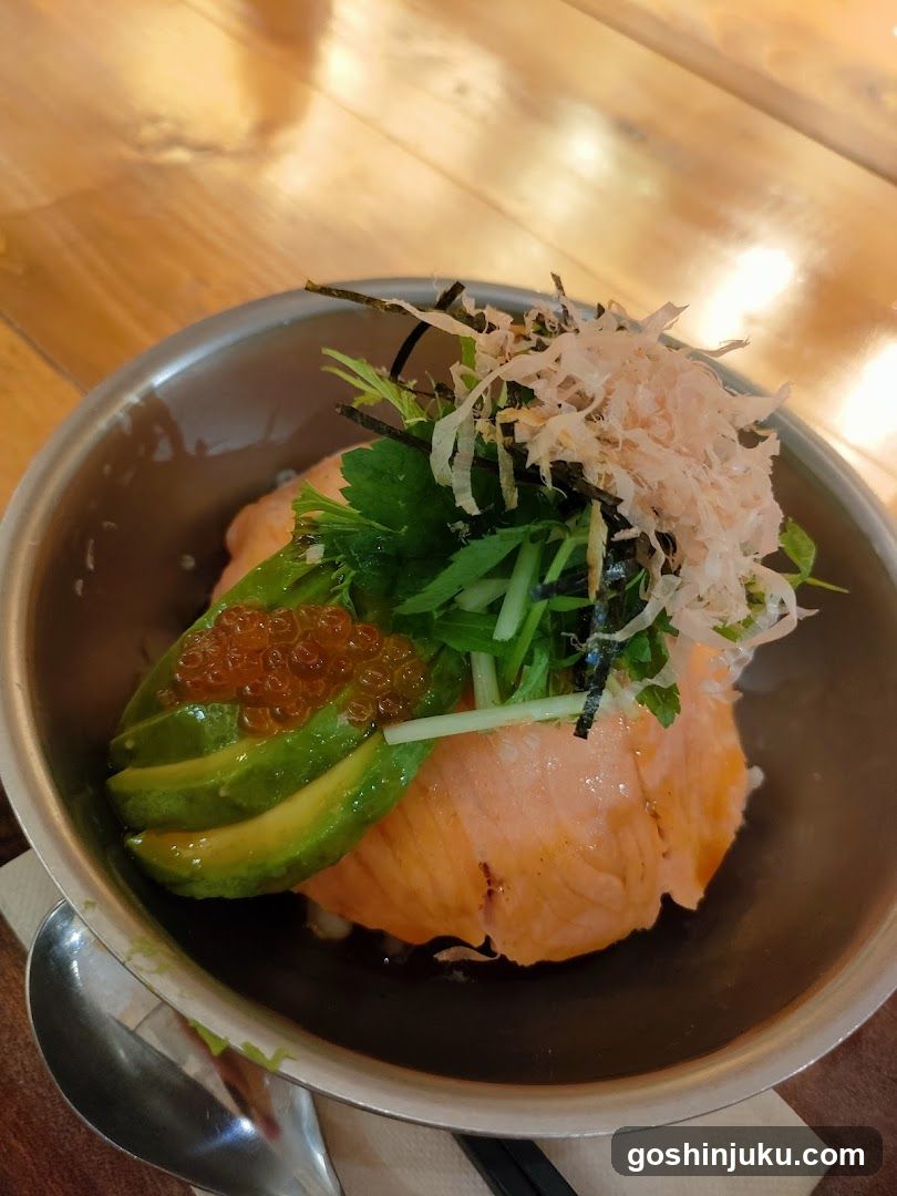 Salmon Bowl with Avocado and Toppings