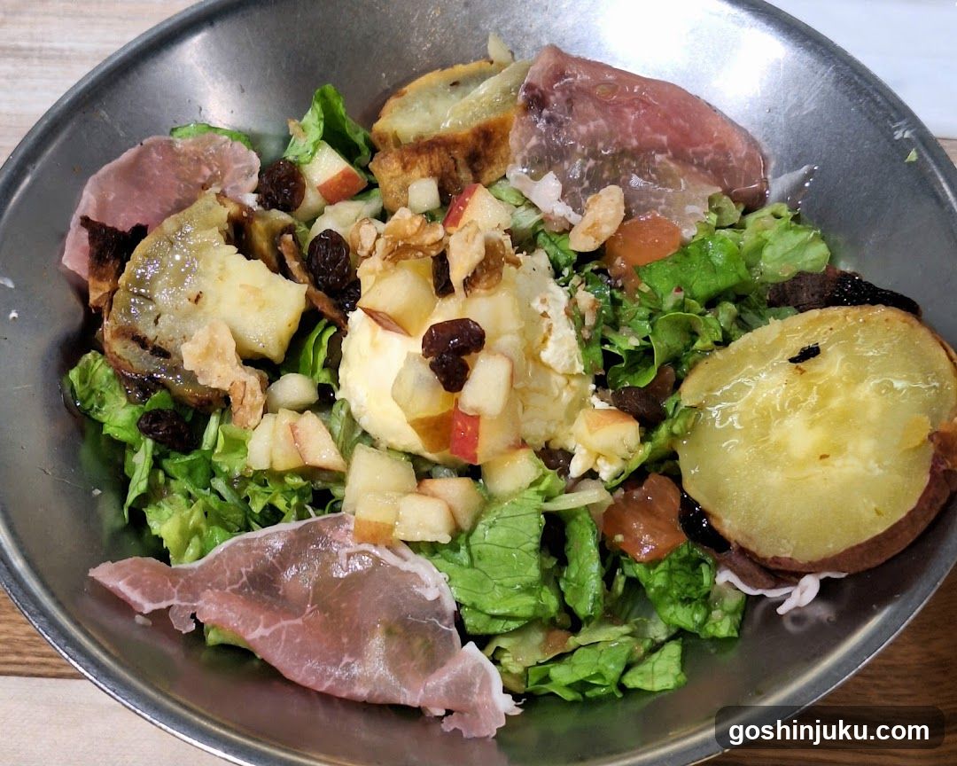 Salad Bowl with Ham and Fruits