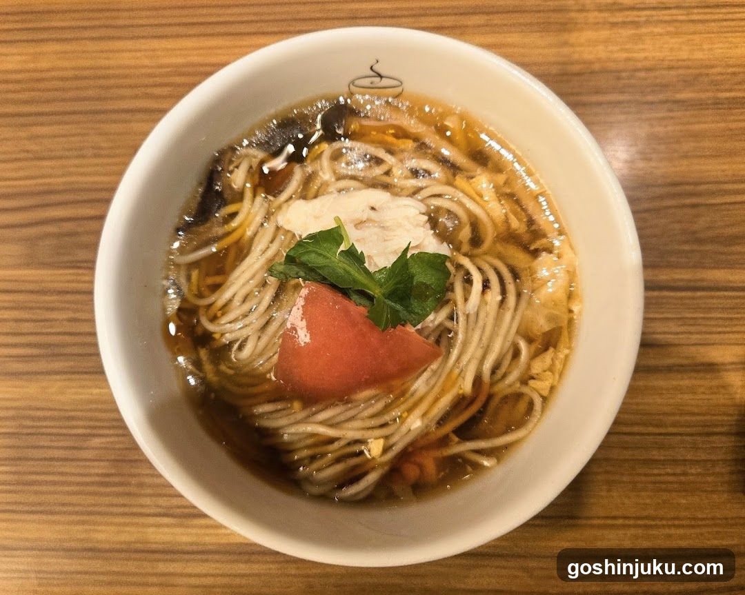 Bowl of Noodles with Tomato and Greens