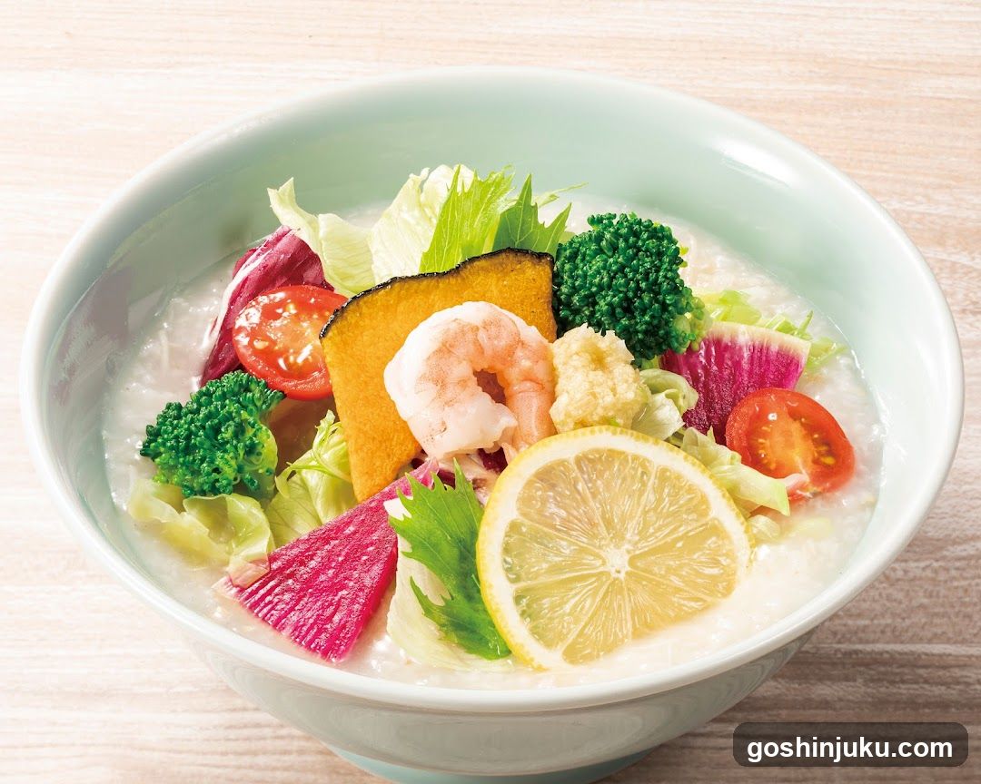 Congee with Vegetables and Shrimp
