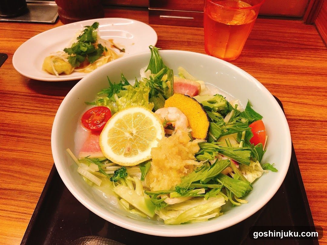Japanese Salad Bowl with Lemon and Shrimp