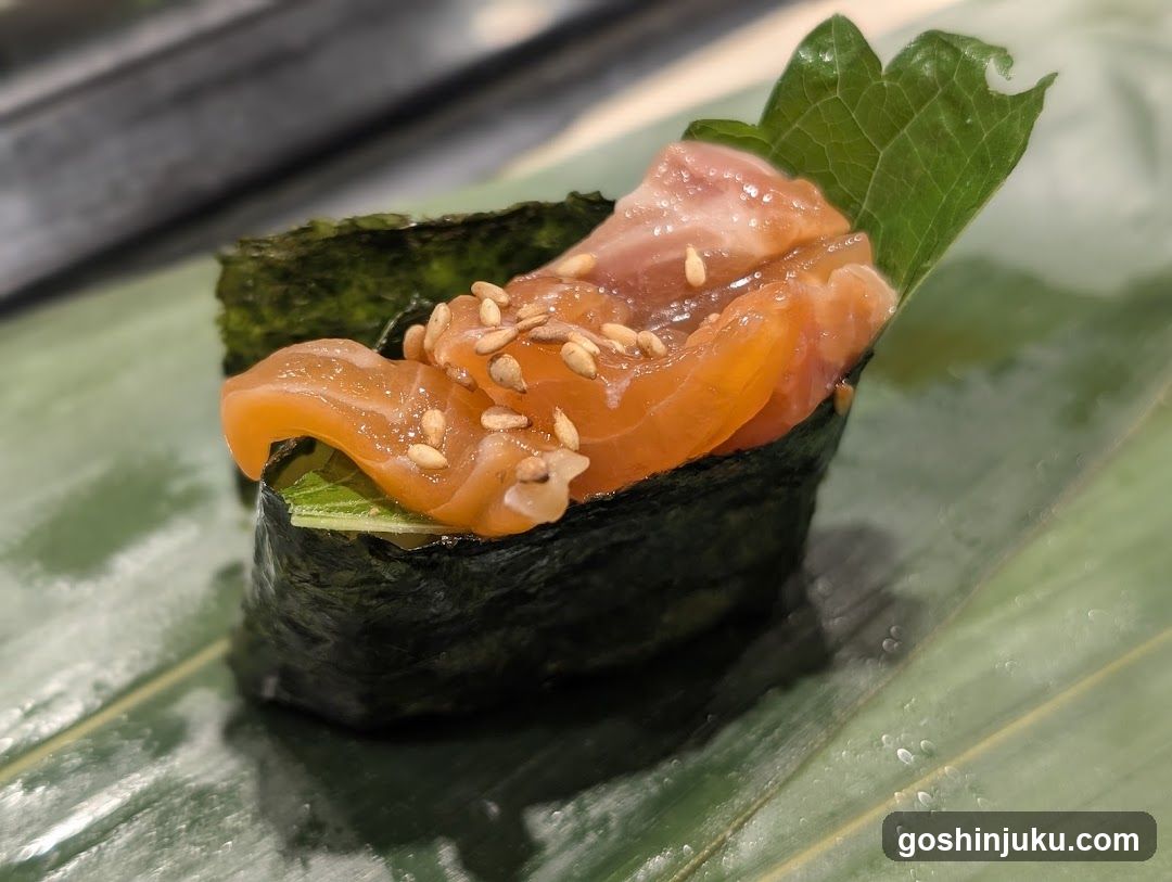 Sushi with Salmon and Sesame Seeds