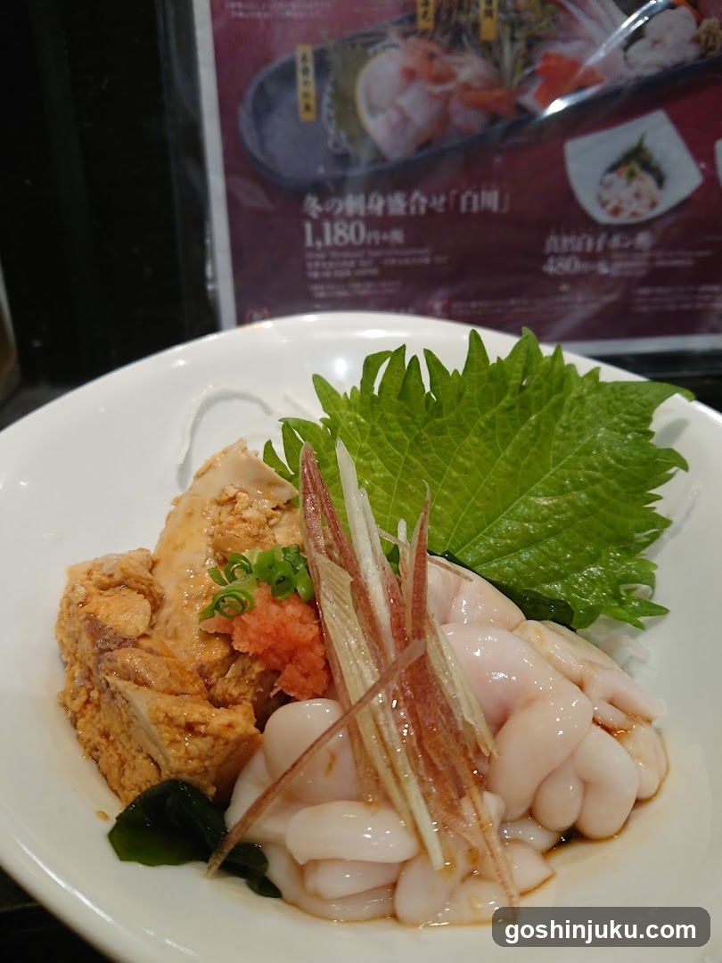 Sashimi and Tofu Dish with Shiso Leaf