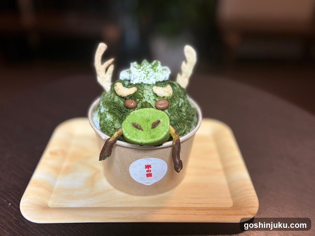 Matcha Ice Cream with Animal Face Design